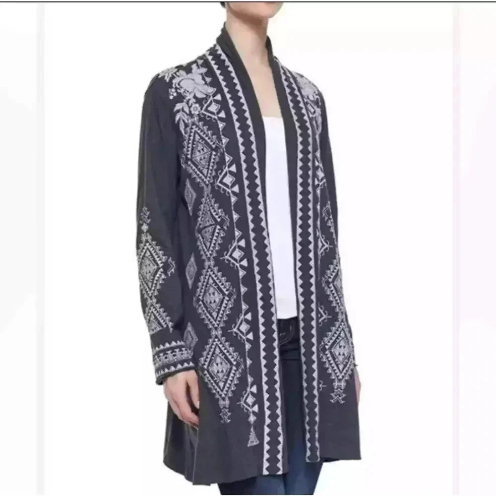 Johnny Was Large Tulia Embroidered Duster Cardigan Size L